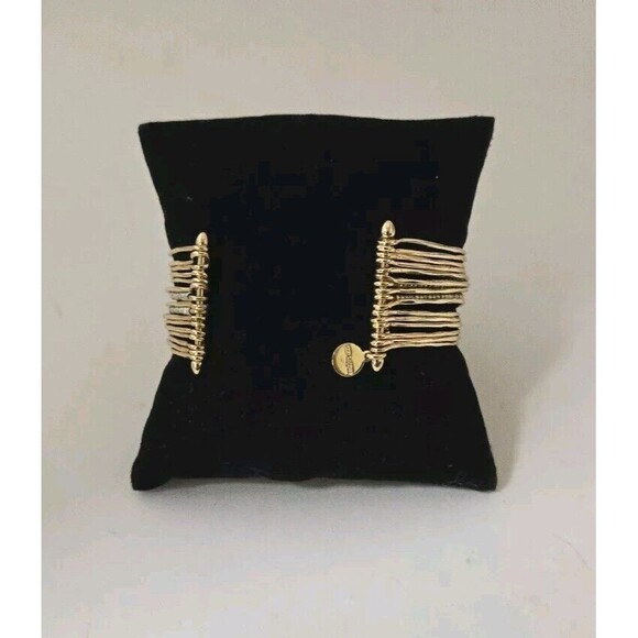 Stella & Dot Silky Soft Gold & Silvertone Adjustable Bangle Cuff Bracelet 7.25" - Picture 3 of 5